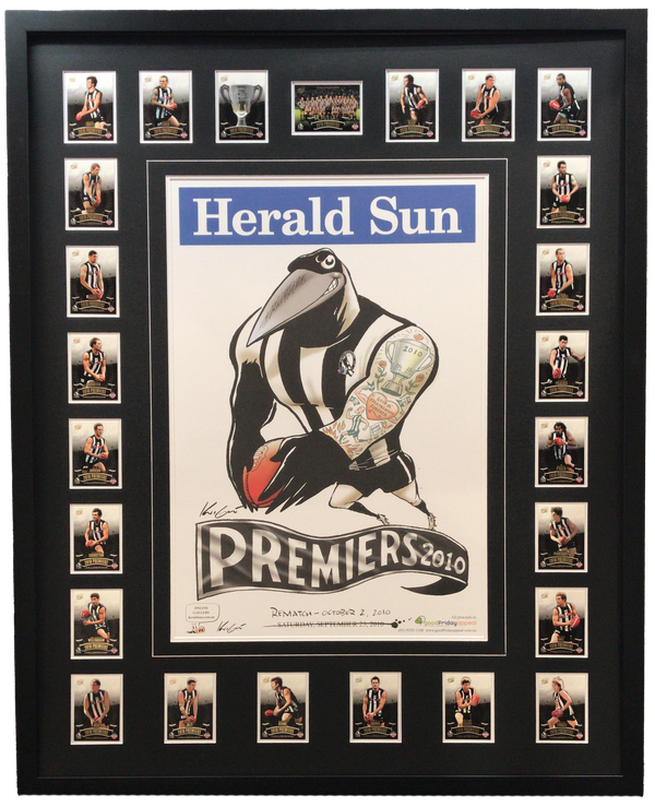 COLLINGWOOD 2010 PREMIERS HERALD SUN MARK KNIGHT OFFICIAL FRAMED