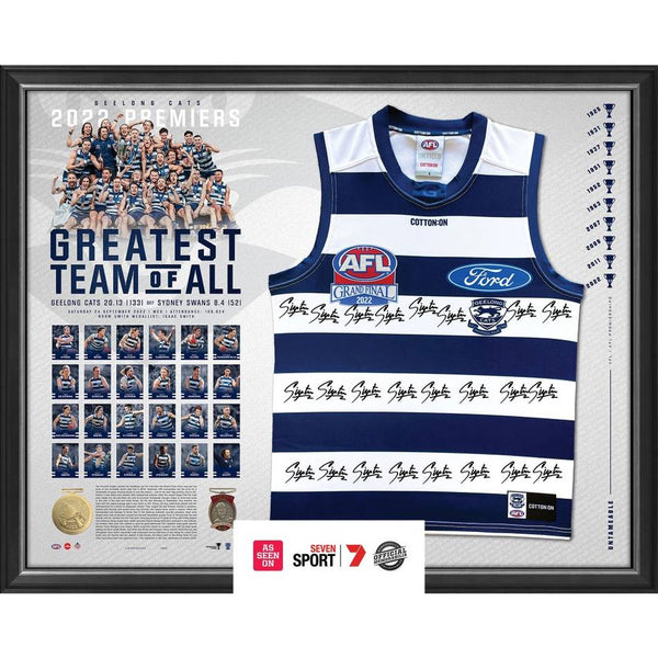 Geelong Cats 2022 Premiers Team Signed Guernsey Framed