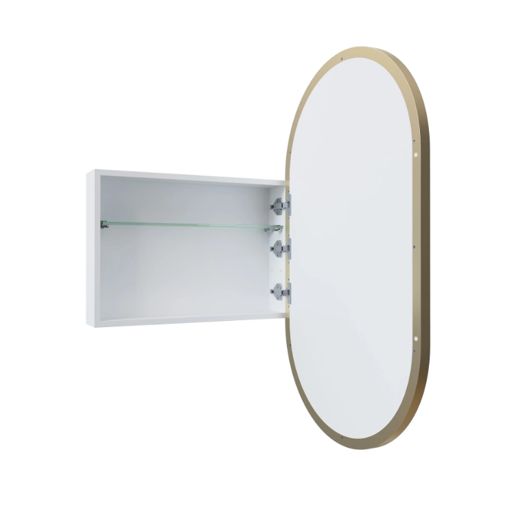 Pill Mirror Cabinet - 960 X 560MM - Satin Brass