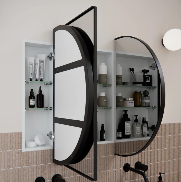 Pill Mirror Cabinet - 760 X 1200MM - Black