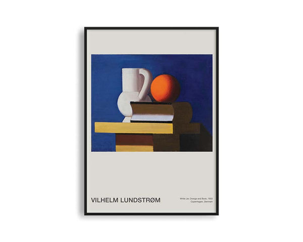 Poster Hub - White Jar Orange and Book by Vilhelm Lundstorm Poster