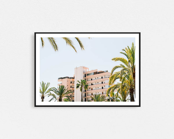 Hotel and Palm Trees Framed Wall Art