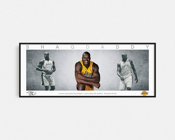 SHAQUILLE O_NEAL PANORAMIC COLLAGE PRINT SIGNED FRAMED WINGS
