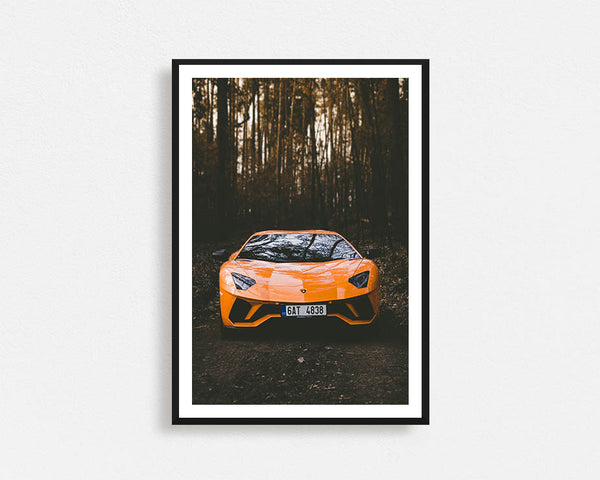 Orange Lamborghini Framed Wall Art