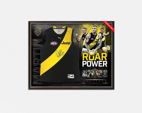 RICHMOND TIGERS – DUSTIN MARTIN SIGNED AND FRAMED BROWNLOW MEDAL JERSEY