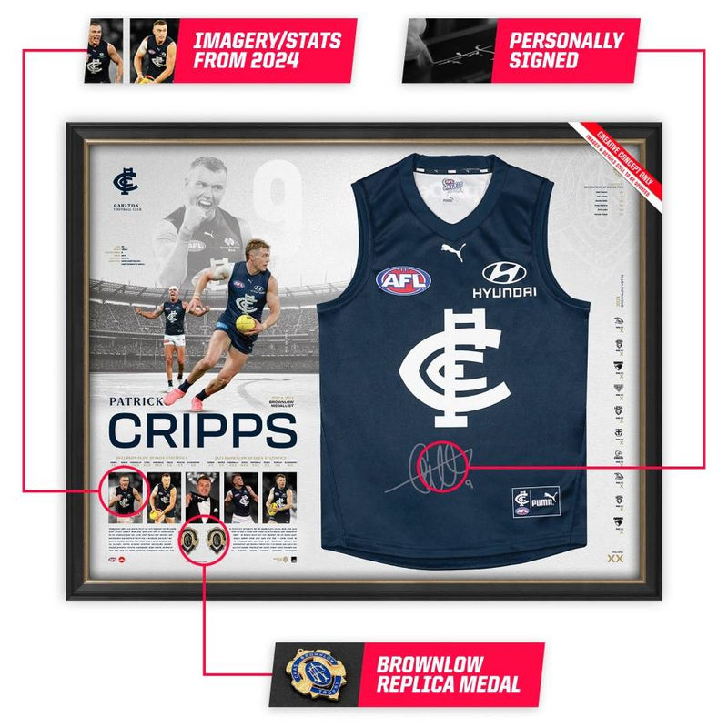 Patrick Cripps 2024 Brownlow Medal Signed Guernsey