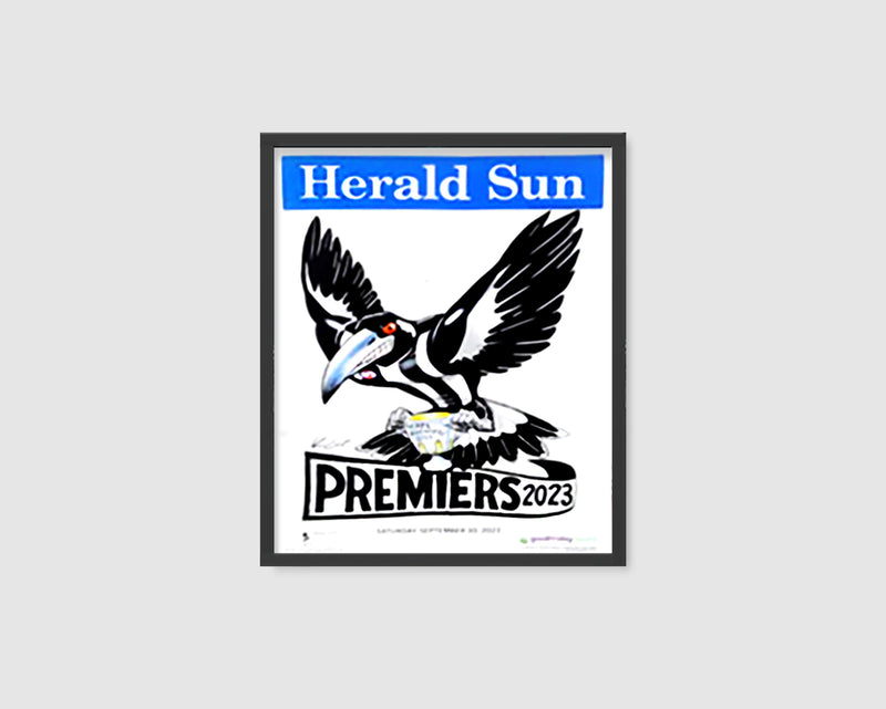 COLLINGWOOD MAGPIES OFFICIAL HERALD SUN 2023 FRAMED POSTER