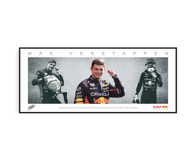 MAX VERSTAPPEN PANORAMIC COLLAGE PRINT SIGNED FRAMED WINGS
