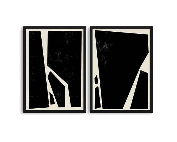 Abstract Squares Black Two Prints