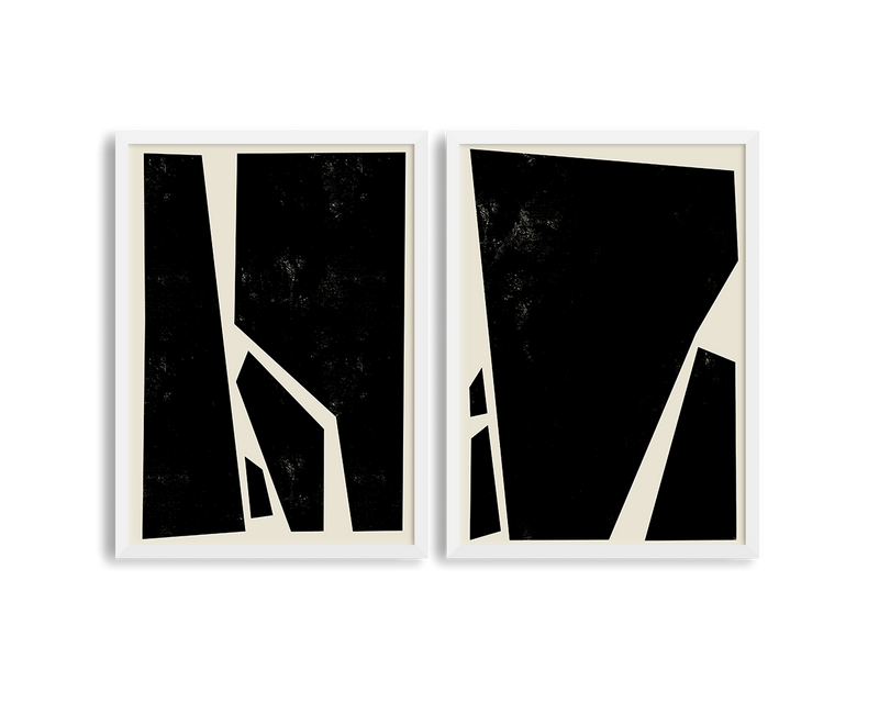 Abstract Squares Black Two Prints