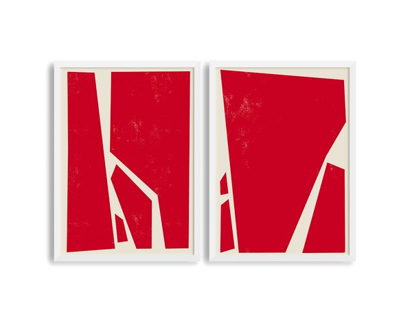 Abstract Squares Red Two Prints