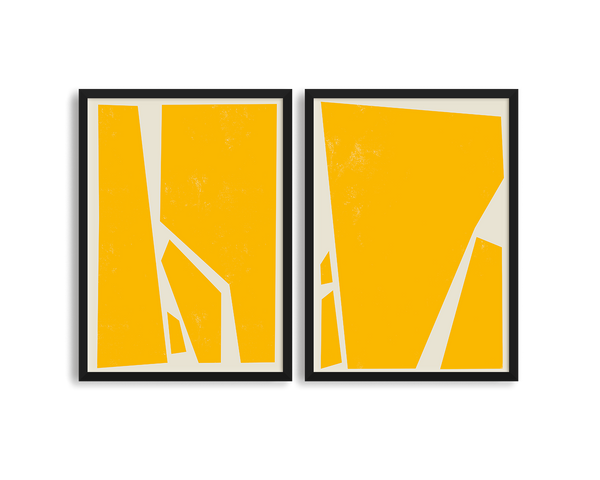 Abstract Squares Yellow Two Prints