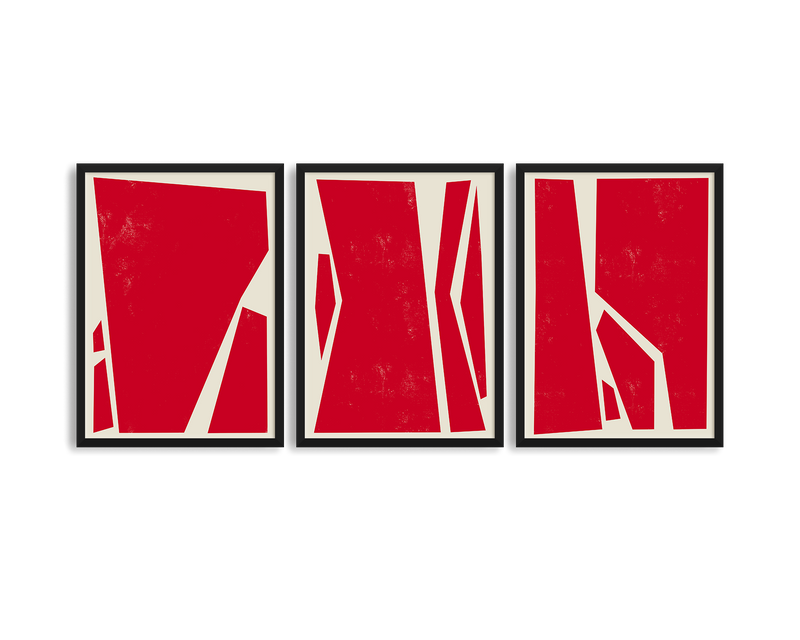 Abstract Squares Red Trio Set