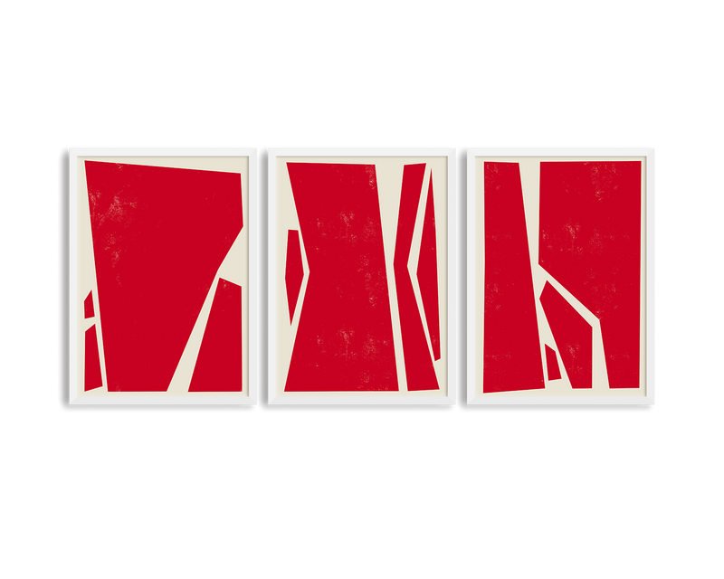 Abstract Squares Red Trio Set