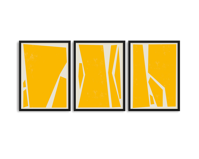 Abstract Squares Yellow Trio Set