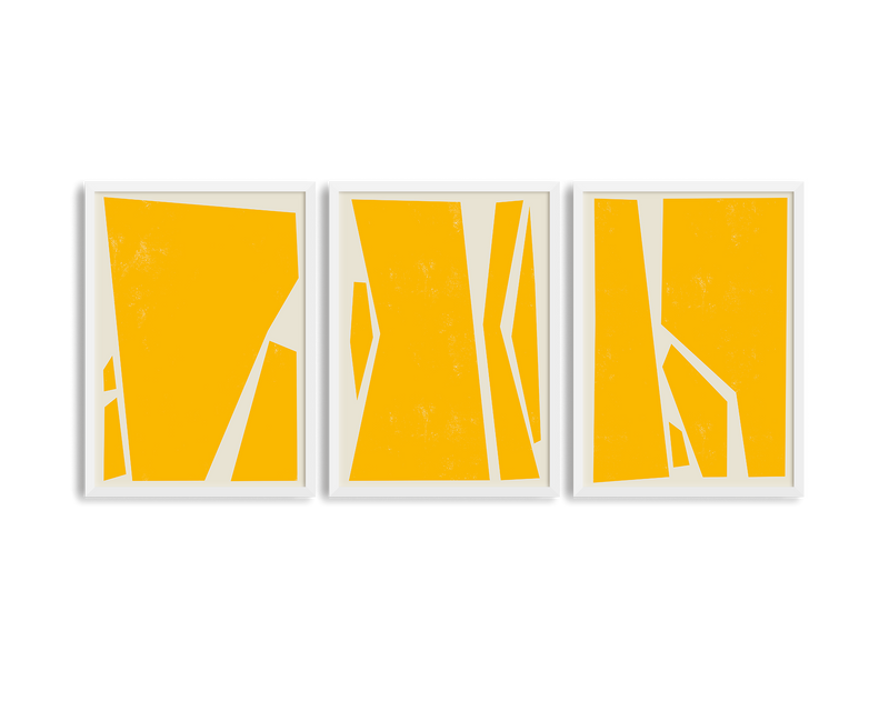 Abstract Squares Yellow Trio Set