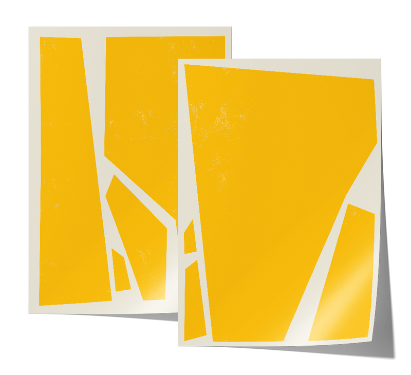 Abstract Squares Yellow Two Prints