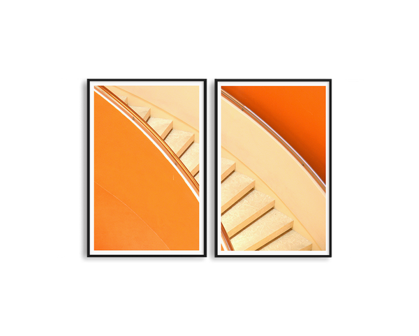 Orange Stairs Set Includes Two Prints