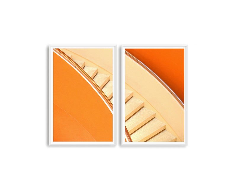 Orange Stairs Set Includes Two Prints