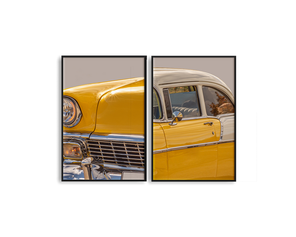 Yellow Car Set Includes Two Prints