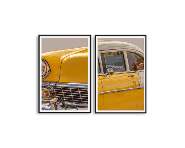 Yellow Car Set Includes Two Prints