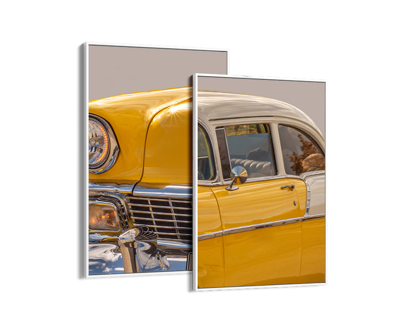 Yellow Car Set Includes Two Prints