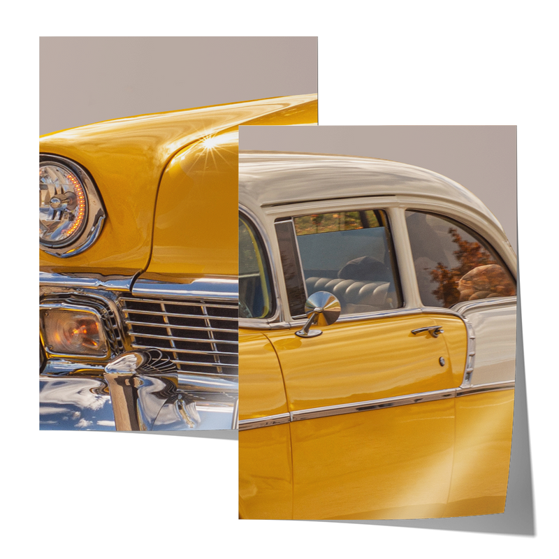 Yellow Car Set Includes Two Prints