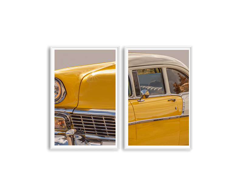 Yellow Car Set Includes Two Prints