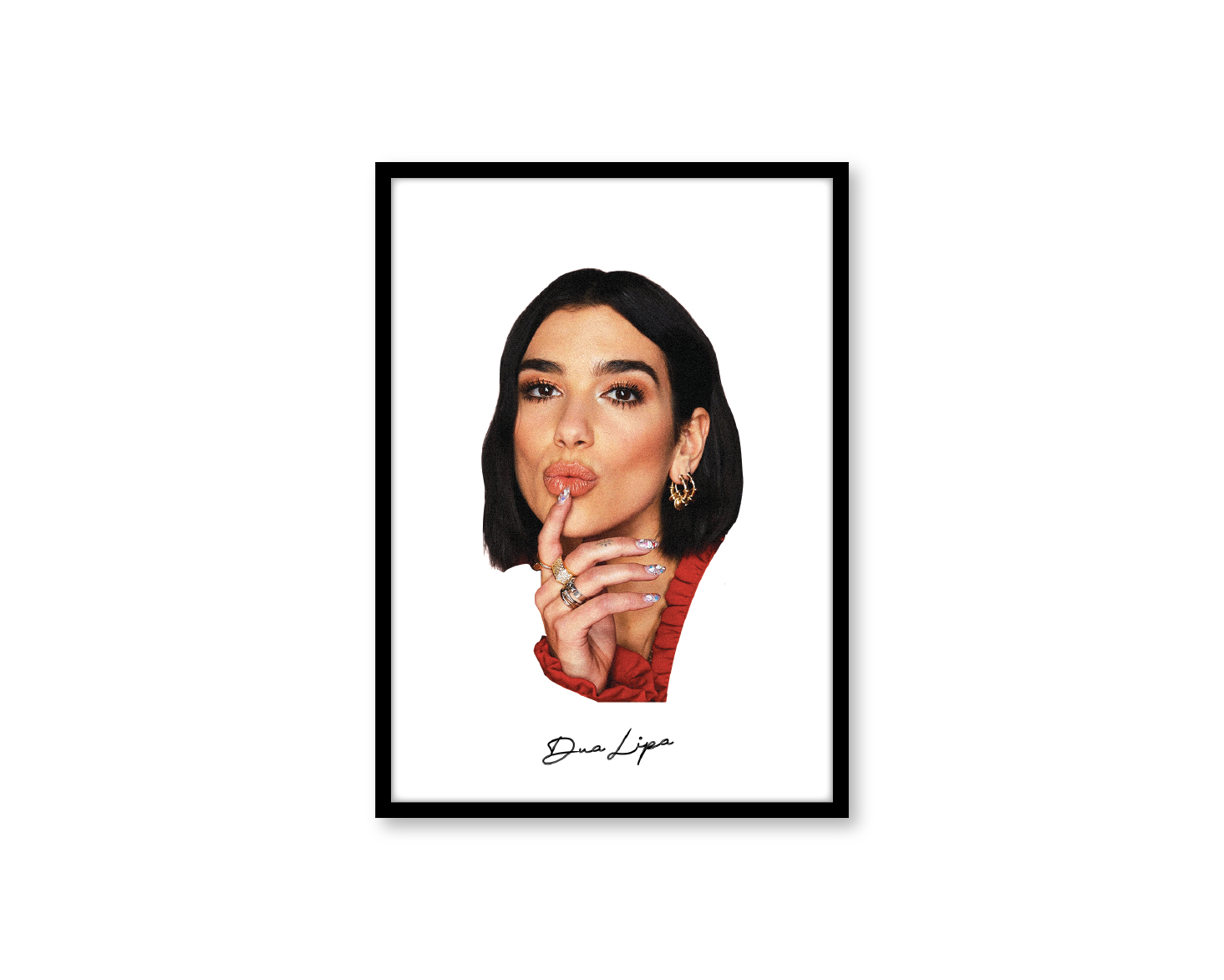 Big Head Retro Dua Lipa White Portrait Wall Art