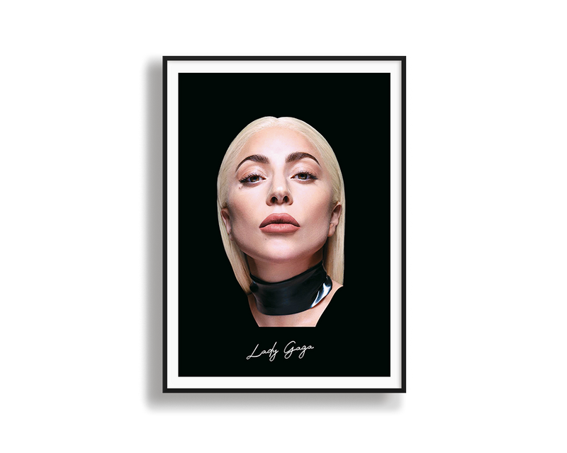 Big Head Retro Lady Gaga Black Portrait