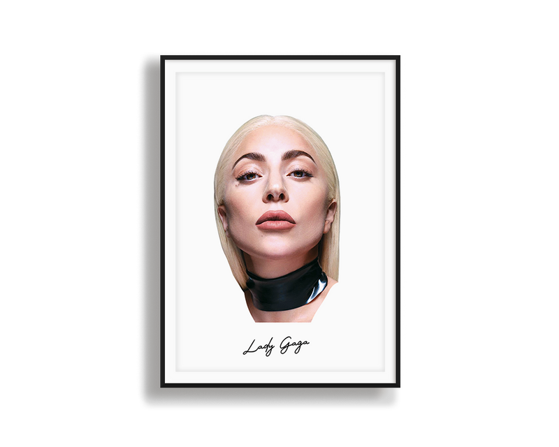 Big Head Retro Lady Gaga White Portrait