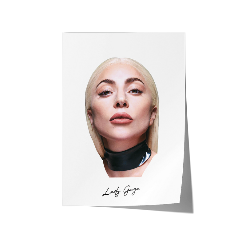 Big Head Retro Lady Gaga White Portrait