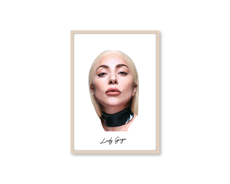 Big Head Retro Lady Gaga White Portrait