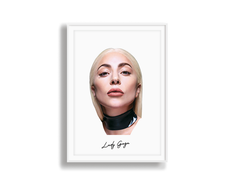 Big Head Retro Lady Gaga White Portrait