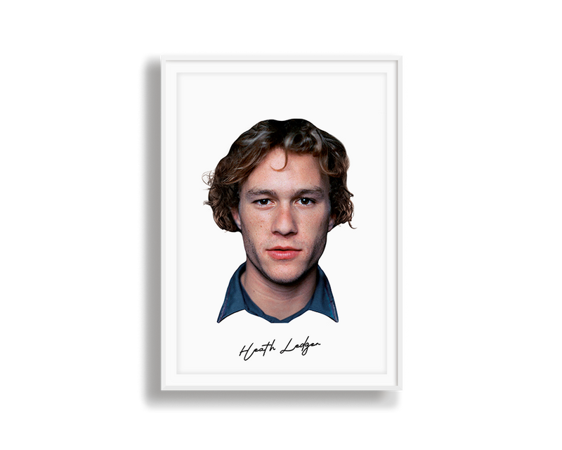 Big Head Retro Heath Ledger White Portrait