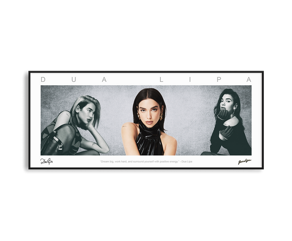 DUA LIPA PANORAMIC COLLAGE PRINT SIGNED FRAMED WINGS