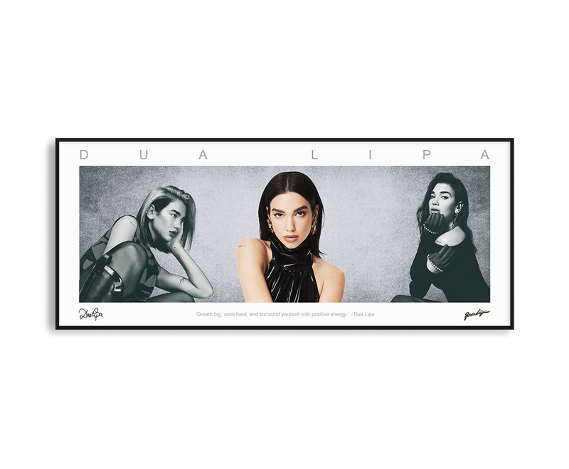 DUA LIPA PANORAMIC COLLAGE PRINT SIGNED FRAMED WINGS