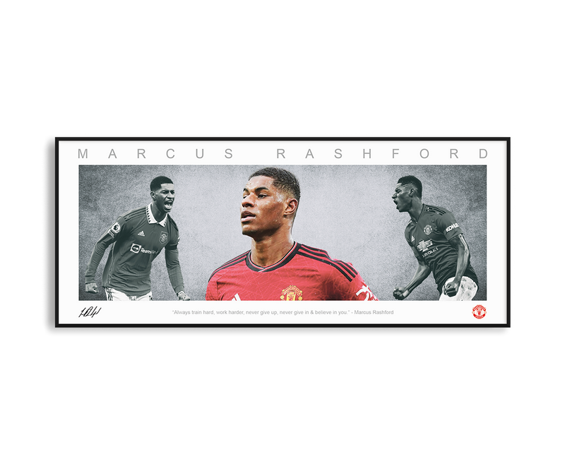 MARCUS RASHFORD PANORAMIC COLLAGE PRINT SIGNED FRAMED WINGS