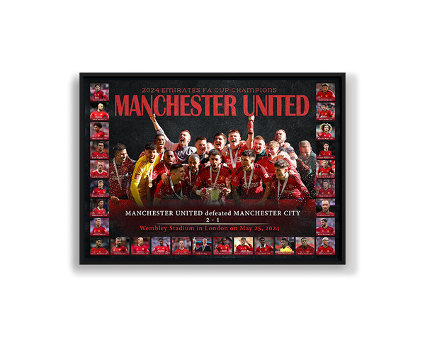 Manchester United FA Cup Champions Print Framed Landscape
