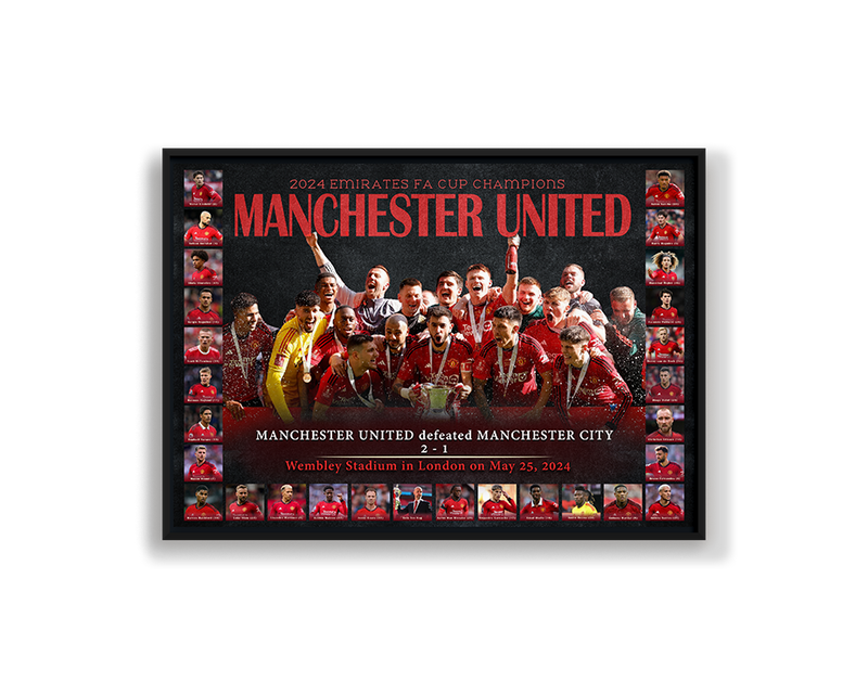 Manchester United FA Cup Champions Print Framed Landscape