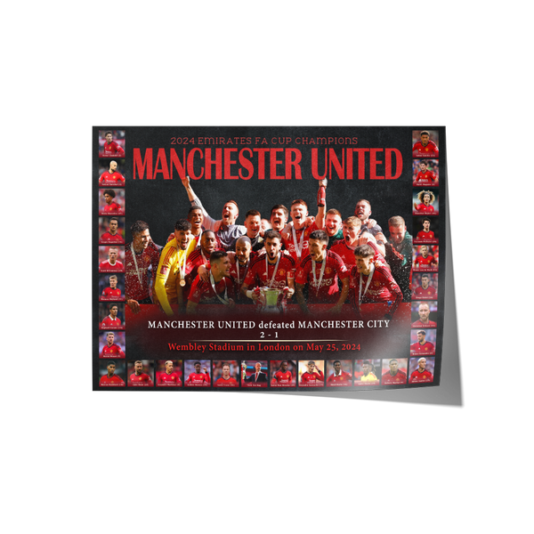 Manchester United FA Cup Champions Print Framed Landscape