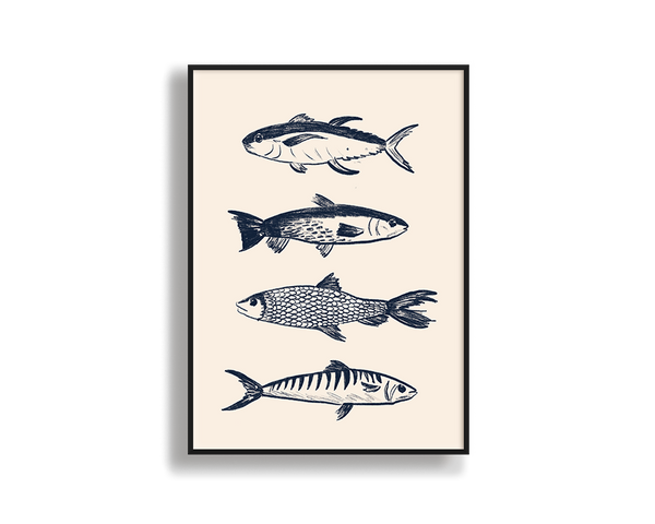 Wall Art Blue Fish Framed