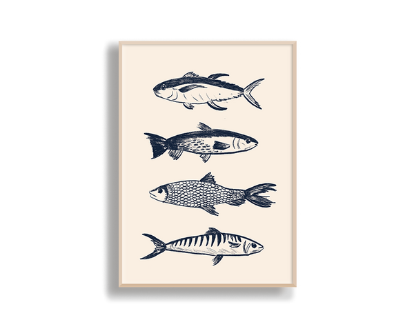 Wall Art Blue Fish Framed