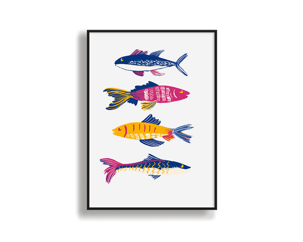 Wall Art Colourful Fishes Print Frame