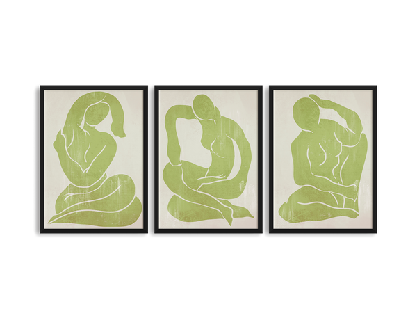 Khaki Green Trio Set - Figure Print