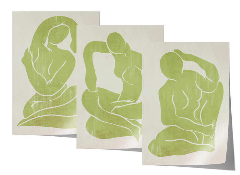 Khaki Green Trio Set - Figure Print