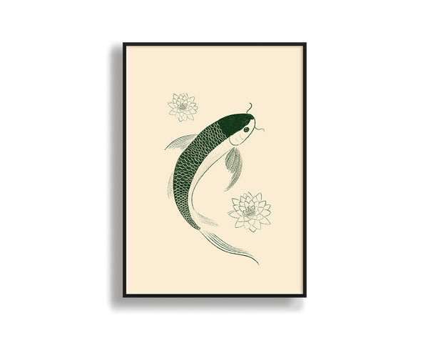 Wall Art Green Koi Illustration