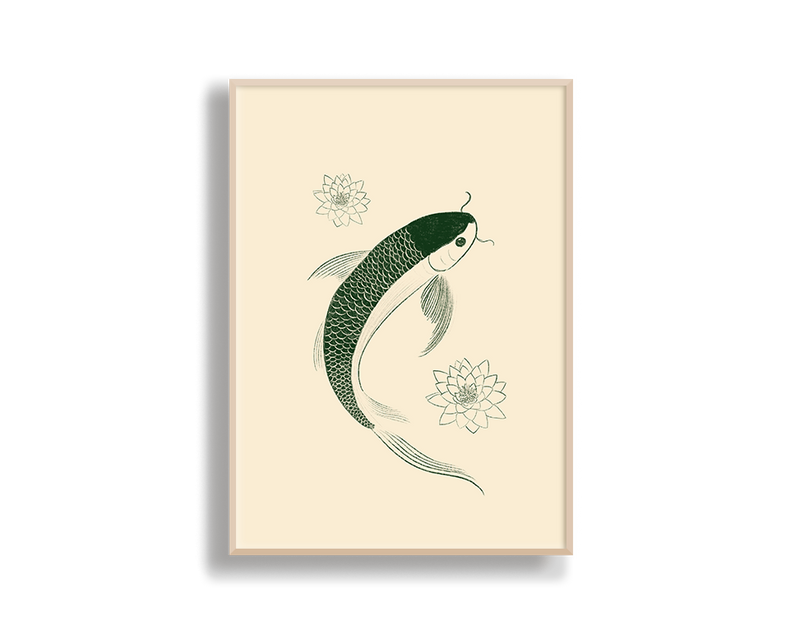 Wall Art Green Koi Illustration