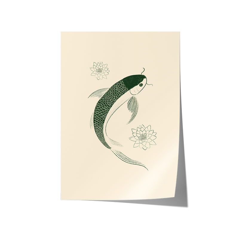 Wall Art Green Koi Illustration