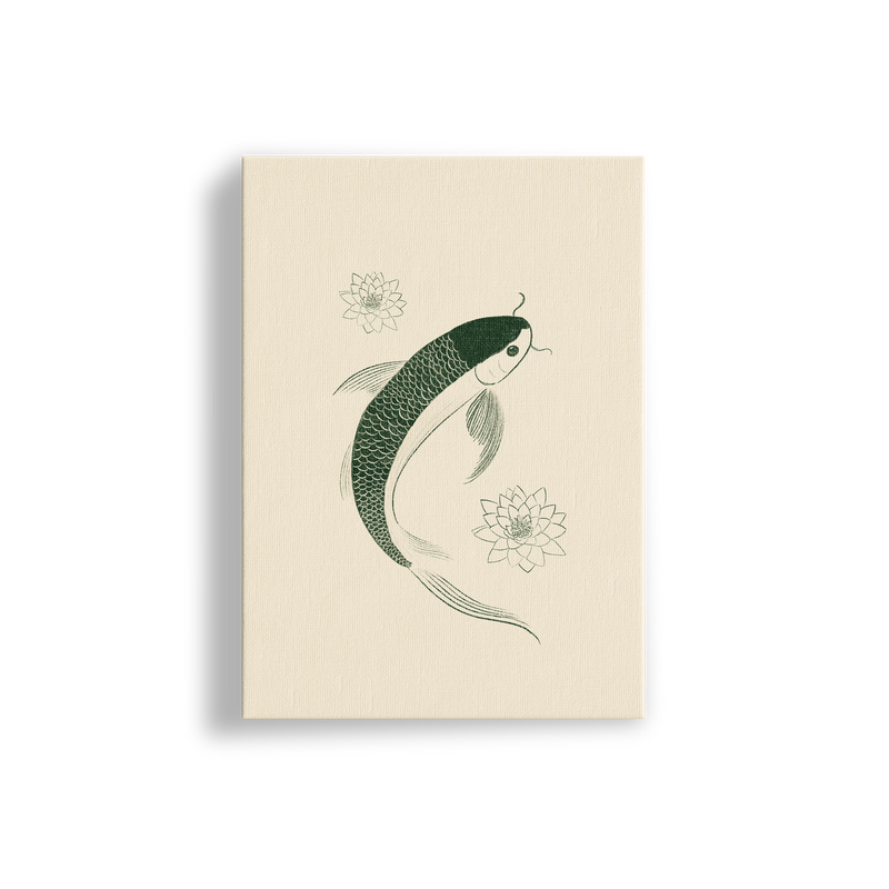 Wall Art Green Koi Illustration